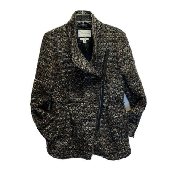 Banana Republic Jackets & Blazers - Banana Republic plaid wool overcoat moto Jacket M